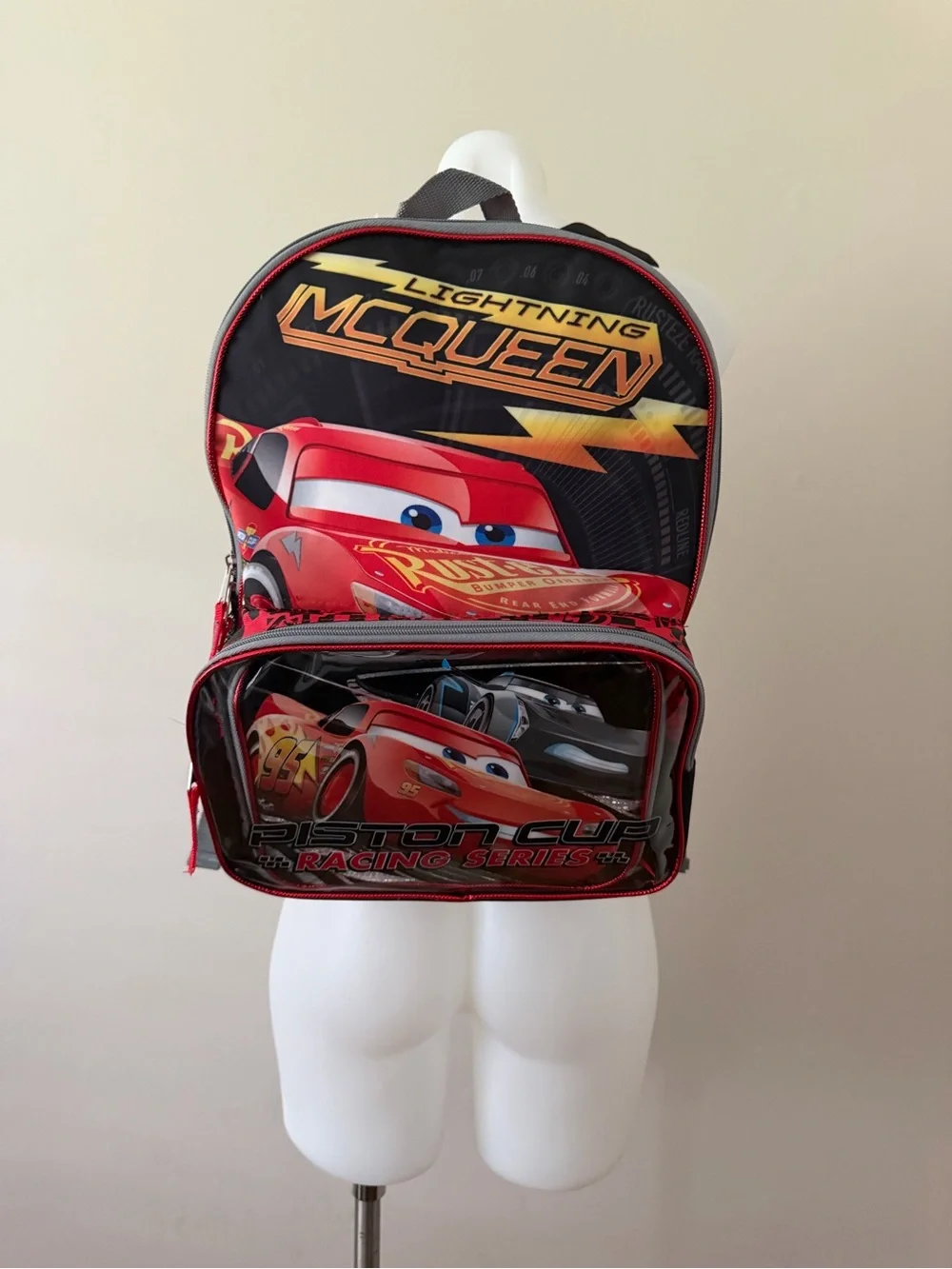 (NWT) Disney Pixar Cars 3 Lightning McQueen School Backpack & Lunch Bag Set